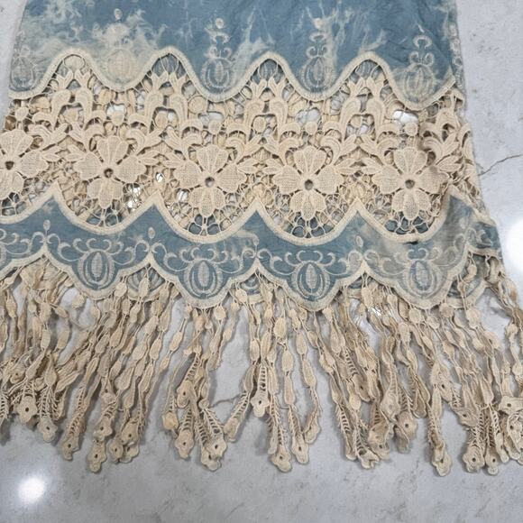 Boho Fringe Lace Tank Women's Large Festival Coachella Concert Country Cottage - Picture 13 of 14